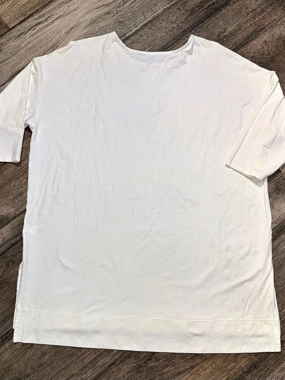 J Jill Luxe Supima White Soft Ballet Sleeve  Short Sleeve Tee Tunic